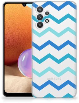 B2Ctelecom Telefoon Hoesje Samsung Galaxy A32 4G Siliconen Back Cover Zigzag Blauw