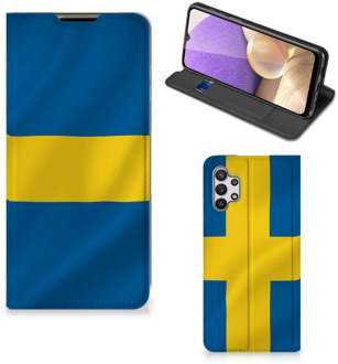 B2Ctelecom Telefoon Hoesje Samsung Galaxy A32 5G Flipcase Zweedse Vlag