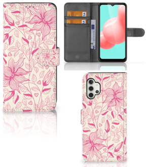 B2Ctelecom Telefoon Hoesje Samsung Galaxy A32 5G Magnet Case Pink Flowers