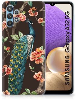 B2Ctelecom Telefoon Hoesje Samsung Galaxy A32 5G Siliconen Back Cover Pauw met Bloemen