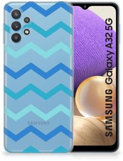 B2Ctelecom Telefoon Hoesje Samsung Galaxy A32 5G Siliconen Back Cover Zigzag Blauw