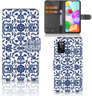 B2Ctelecom Telefoon Hoesje Samsung Galaxy A41 Book Case Flower Blue