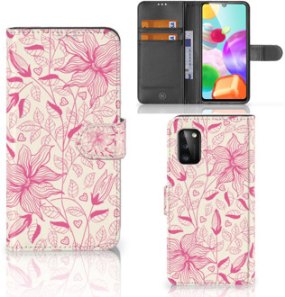 B2Ctelecom Telefoon Hoesje Samsung Galaxy A41 Magnet Case Pink Flowers