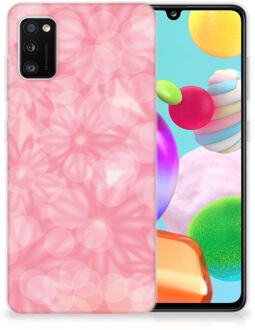 B2Ctelecom Telefoon Hoesje Samsung Galaxy A41 Silicone Back Case Lente Bloemen