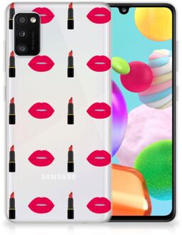 B2Ctelecom Telefoon Hoesje Samsung Galaxy A41 Silicone Hoesje Doorzichtig Lipstick Kiss