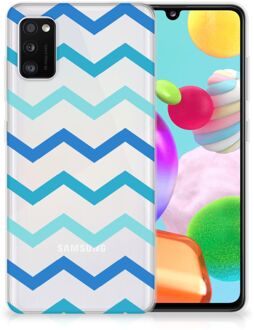 B2Ctelecom Telefoon Hoesje Samsung Galaxy A41 Siliconen Back Cover Zigzag Blauw