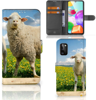 B2Ctelecom Telefoon Hoesje Samsung Galaxy A41 Wallet Book Case met foto Schaap en Lammetje