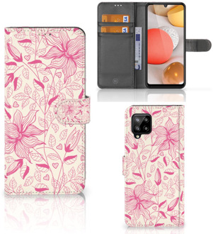 B2Ctelecom Telefoon Hoesje Samsung Galaxy A42 5G Magnet Case Pink Flowers