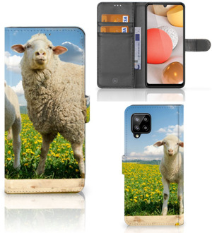 B2Ctelecom Telefoon Hoesje Samsung Galaxy A42 5G Wallet Book Case met foto Schaap en Lammetje