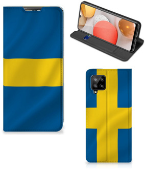 B2Ctelecom Telefoon Hoesje Samsung Galaxy A42 Flipcase Zweedse Vlag