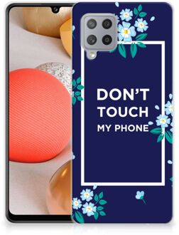 B2Ctelecom Telefoon Hoesje Samsung Galaxy A42 Leuk TPU Back Case Flowers Blue Don't Touch My Phone