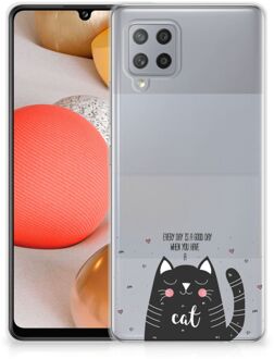 B2Ctelecom Telefoon Hoesje Samsung Galaxy A42 Mobiel Case Cat Good Day