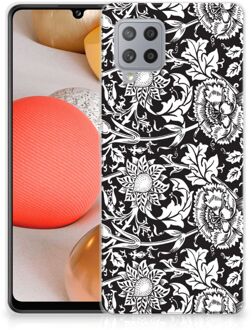 B2Ctelecom Telefoon Hoesje Samsung Galaxy A42 Mobiel Case Zwart Bloemen