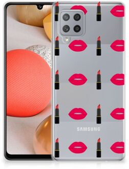 B2Ctelecom Telefoon Hoesje Samsung Galaxy A42 Silicone Hoesje Doorzichtig Lipstick Kiss