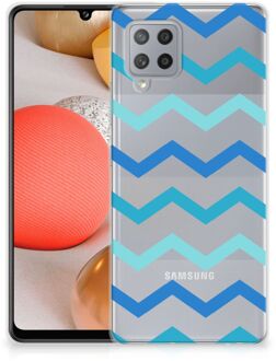 B2Ctelecom Telefoon Hoesje Samsung Galaxy A42 Siliconen Back Cover Zigzag Blauw