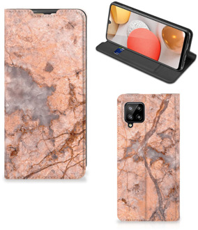 B2Ctelecom Telefoon Hoesje Samsung Galaxy A42 Wallet Book Case Marmer Oranje