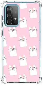 B2Ctelecom Telefoon Hoesje Samsung Galaxy A52 4G/5G Back Cover Siliconen Hoesje met transparante rand Sleeping Cats