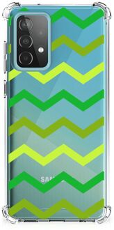 B2Ctelecom Telefoon Hoesje Samsung Galaxy A52 4G/5G Back Cover Siliconen Hoesje met transparante rand Zigzag Groen