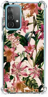 B2Ctelecom Telefoon Hoesje Samsung Galaxy A52 4G/5G Leuk Hoesje met transparante rand Bloemen