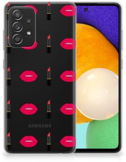 B2Ctelecom Telefoon Hoesje Samsung Galaxy A52 (5G/4G) Silicone Hoesje Doorzichtig Lipstick Kiss