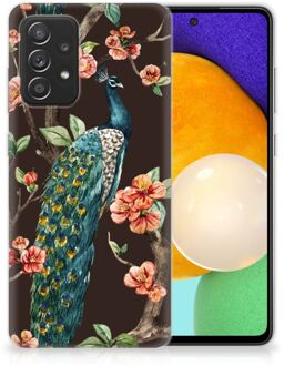 B2Ctelecom Telefoon Hoesje Samsung Galaxy A52 (5G/4G) Siliconen Back Cover Pauw met Bloemen