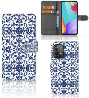 B2Ctelecom Telefoon Hoesje Samsung Galaxy A52 Book Case Flower Blue