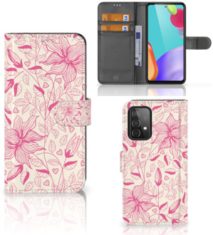 B2Ctelecom Telefoon Hoesje Samsung Galaxy A52 Magnet Case Pink Flowers