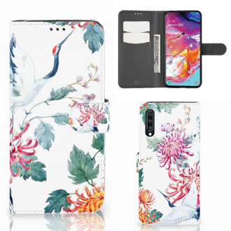 B2Ctelecom Telefoon Hoesje Samsung Galaxy A70 Bird Flowers