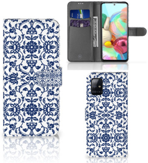 B2Ctelecom Telefoon Hoesje Samsung Galaxy A71 Book Case Flower Blue