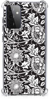 B2Ctelecom Telefoon Hoesje Samsung Galaxy A72 4G/5G Back Case Siliconen Hoesje met transparante rand Zwart Bloemen