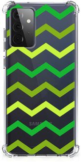 B2Ctelecom Telefoon Hoesje Samsung Galaxy A72 4G/5G Back Cover Siliconen Hoesje met transparante rand Zigzag Groen