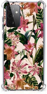 B2Ctelecom Telefoon Hoesje Samsung Galaxy A72 4G/5G Leuk Hoesje met transparante rand Bloemen