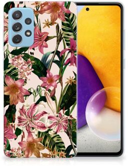 B2Ctelecom Telefoon Hoesje Samsung Galaxy A72 Leuk TPU Back Case Bloemen