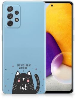 B2Ctelecom Telefoon Hoesje Samsung Galaxy A72 Mobiel Case Cat Good Day