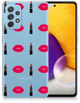 B2Ctelecom Telefoon Hoesje Samsung Galaxy A72 Silicone Hoesje Doorzichtig Lipstick Kiss