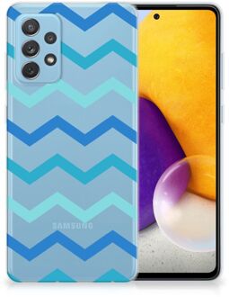 B2Ctelecom Telefoon Hoesje Samsung Galaxy A72 Siliconen Back Cover Zigzag Blauw