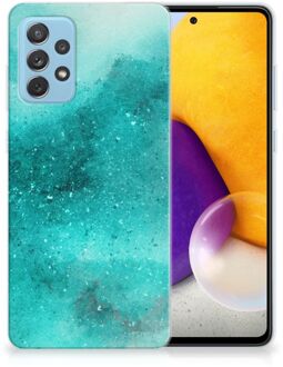 B2Ctelecom Telefoon Hoesje Samsung Galaxy A72 Siliconen Hoesje Painting Blue