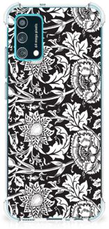 B2Ctelecom Telefoon Hoesje Samsung Galaxy M02s | A02s Back Case Siliconen Hoesje met transparante rand Zwart Bloemen