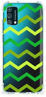 B2Ctelecom Telefoon Hoesje Samsung Galaxy M02s | A02s Back Cover Siliconen Hoesje met transparante rand Zigzag Groen