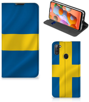 B2Ctelecom Telefoon Hoesje Samsung Galaxy M11 | A11 Flipcase Zweedse Vlag