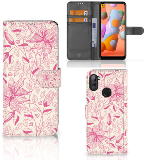 B2Ctelecom Telefoon Hoesje Samsung Galaxy M11 | A11 Magnet Case Pink Flowers