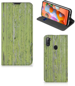 B2Ctelecom Telefoon Hoesje Samsung Galaxy M11 | A11 Wallet Case Green Wood