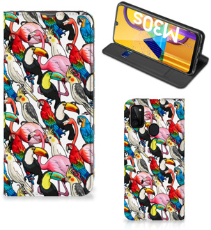 B2Ctelecom Telefoon Hoesje Samsung Galaxy M21 Bookcover Case Birds