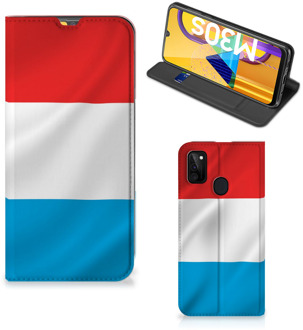 B2Ctelecom Telefoon Hoesje Samsung Galaxy M21 Flip Cover Luxemburgse Vlag