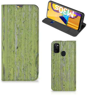 B2Ctelecom Telefoon Hoesje Samsung Galaxy M21 Wallet Case Green Wood