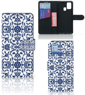 B2Ctelecom Telefoon Hoesje Samsung Galaxy M31 Book Case Flower Blue