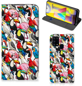 B2Ctelecom Telefoon Hoesje Samsung Galaxy M31 Bookcover Case Birds