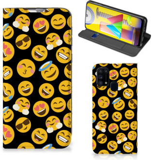 B2Ctelecom Telefoon Hoesje Samsung Galaxy M31 Flip Cover Emoji