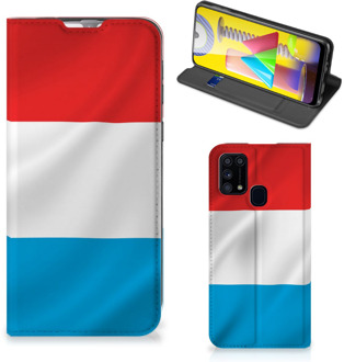 B2Ctelecom Telefoon Hoesje Samsung Galaxy M31 Flip Cover Luxemburgse Vlag