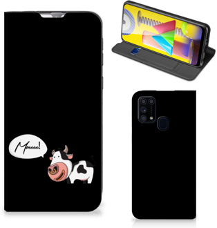 B2Ctelecom Telefoon Hoesje Samsung Galaxy M31 Flipcover Cow Gepersonaliseerd Cadeau